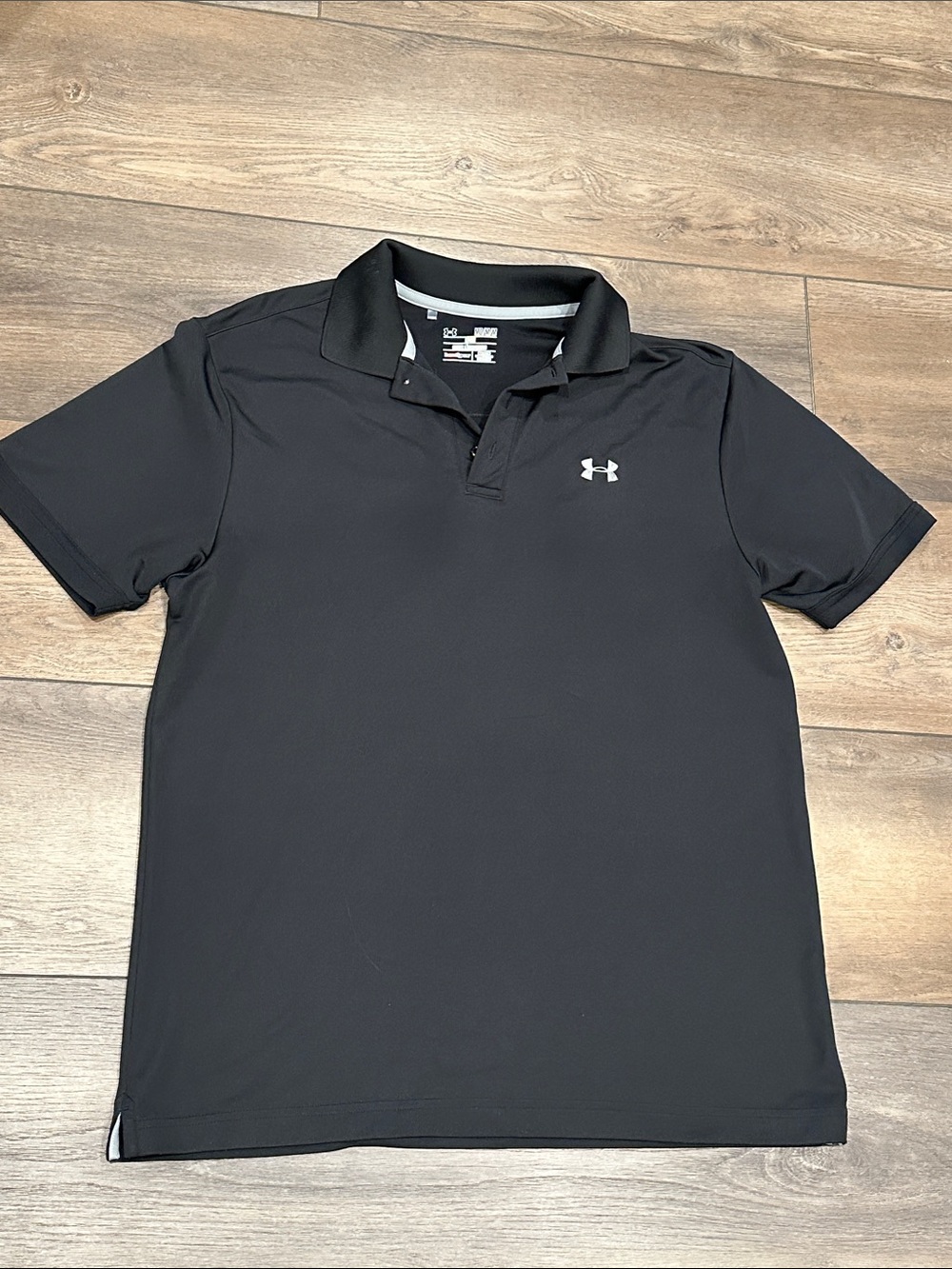 Under Armour Men's Black Loose Fit Polo with Gray Logo